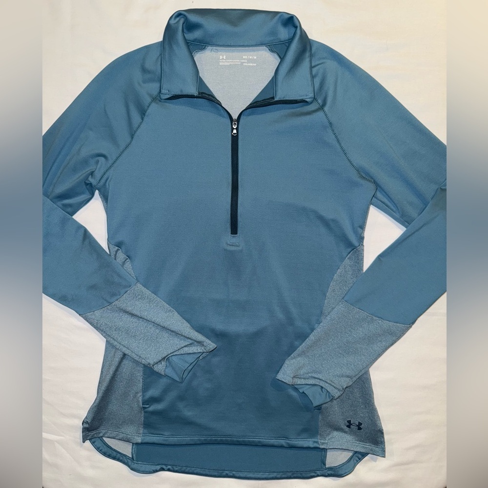 Under Armour womens Steel Blue Half-Zip athletic long sleeve Top